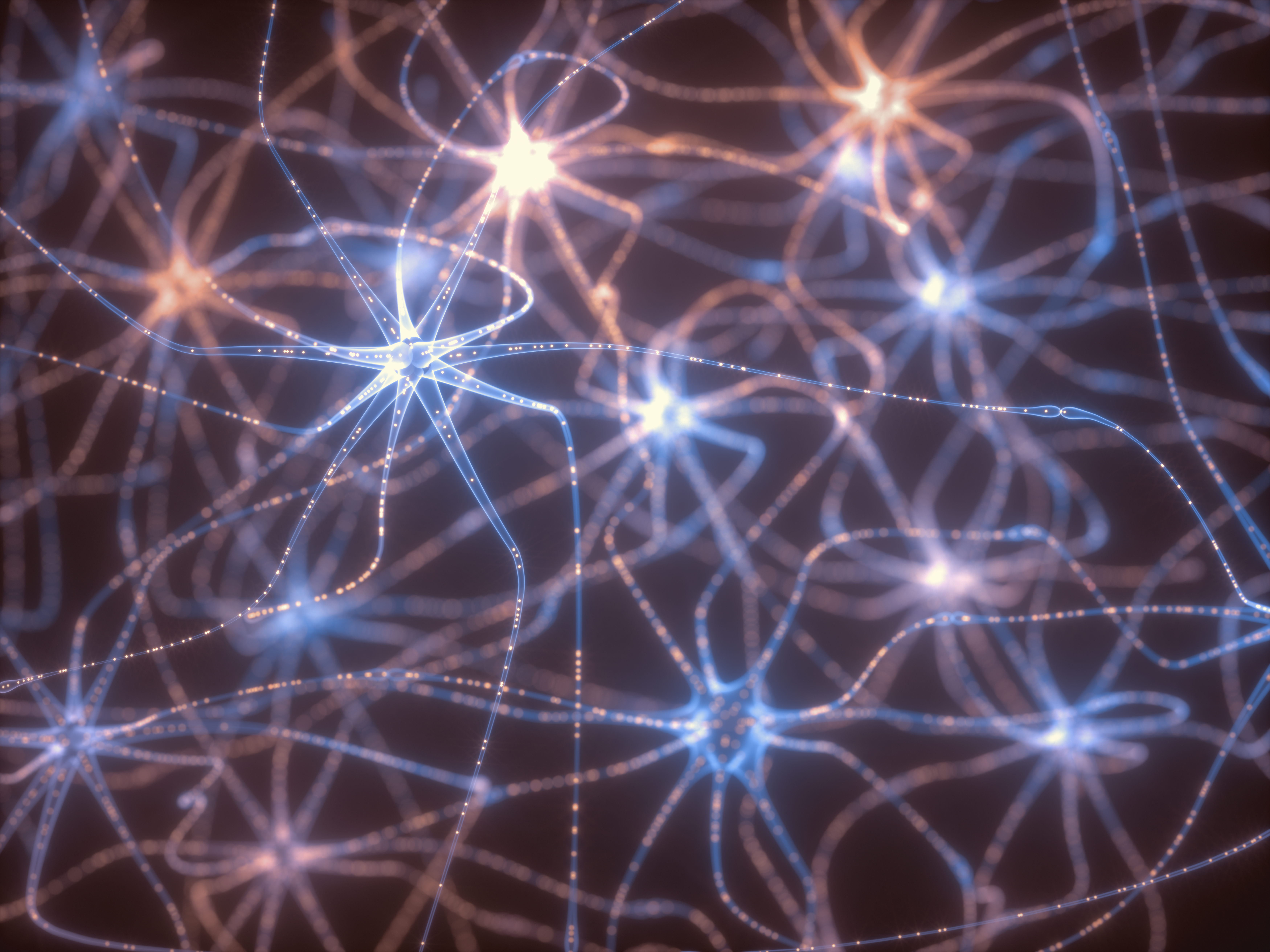 3D illustration of Interconnected neurons with electrical pulses (source: envato)